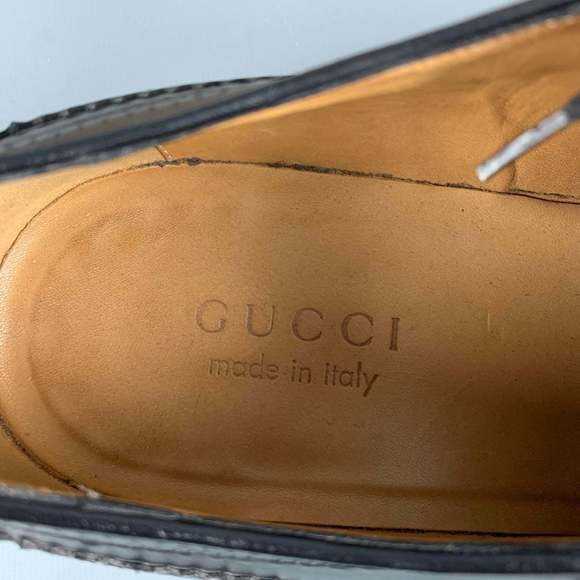 GUCCI Black Perforated Leather Oxford Cap Toe Lace Up Shoes - Picture 7 of 8